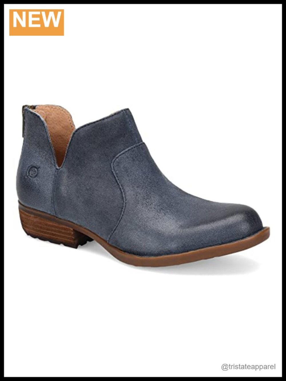 Born Women's Leather Ankle Bootie Block Heel Zip
